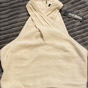 NEW Steve Madden Cream Cross-Front Halter Crop